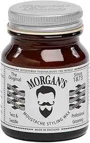 Morgan's Pomade Moustache Styling Wax Twist and Twiddle, Ultra-Stiff, Strong Natural Wax Perfect for Moustache Shaping and Styling with Essential Oils 50g