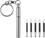 Xuegier Portable Key Ring Stainless Steel Telescopic Pen Telescoping Ballpoint Pen Keychain Tool for Outdoor