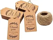 GOOHOCHY 100Pcs Paper Present Tags with String Sturdy DIY Hanging Labels for Weddings Parties Showers Decoration and Present Labeling