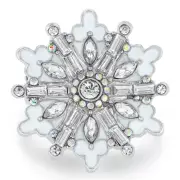 Ritzy Couture Winter Wonderland Snowflake Statement Ring (Silvertone), Size 8