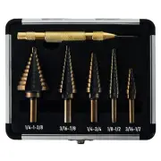 Step Drill Bits, 5PCS HSS Titanium Step Drill Bit Set (with Automatic Center ...