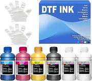 SHUOLEI Premium DTF Ink Refill Kit - 1500ML (6 x 250ML) for DTF Printing CMYK + 2 White Inks - Compatible with DTF Printers and Heat Transfer - Ideal for T-Shirts, Hoodies, and Fabric Printing