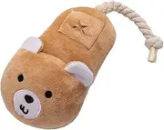 Dog Squeaky Toys, Animal Sneakers Canvas Shoes Shape Dog Chew Toys for Aggressive Chewers, Tough Durable Squeaky Interactive Dog Rope Toys, Puppy Teeth Cleaning Chew Stick Toy Bear (Brown, One Size)