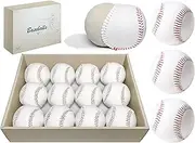 HANKLENSS 12 Pack Standard Size T-Ball Baseballs - Unmarked & Soft Practice Balls for League Play - Durable Synthetic Leather Cover - Rubber Filling - Perfect for Training, Hitting, Batting, Fielding