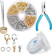 345pcs Jewelry Making Jump Ring Lobster Clasp Kit,Open Jump Ring Jewelry Making Supplies,DIY Make Bracelet Necklace Material Accessories