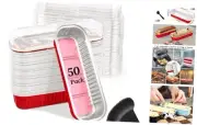 Pack Mini Loaf Pans with Lids and Spoons,Mini Cake Pans with 50 Red