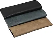 [luzen] 3Pcs Soft PU Leather Eyeglass Case Portable Slip In Eyeglass Pouch Slim Travel Reading Glasses Sunglasses Protective Case Eyewear Sleeve Holder for Glasses and Sunglasses Protection and Carring, Black, Blue, Brown, 6.02*2.75inches