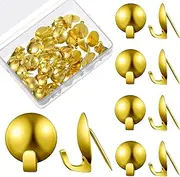 Zhengmy 30 Pcs Metal Cubicle Hooks Fabric Panel Wall Hooks Cubicle Clips Push Pins Picture Hangers for 20 Lbs Kitchen Office Home Accessories Supplies(Gold)