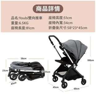 【買一送八】Youbi雙向橫平移輕便摺疊嬰兒推車 免運 新生兒嬰兒推車 可坐可躺 保固一年 (6.5折)