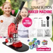 DIY 32mm 1.25" Button Maker Machine 1000 Buttons Badge Press Making Supplies
