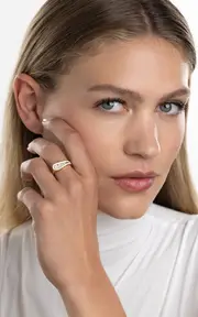 [Melissa Kaye] 18k Yellow Gold and White Enamel Daphne Ring