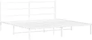 vidaXL King Size Metal Bed Frame with Headboard - White Sturdy Steel Mattress Base/Bedstead - Ideal for Bedroom with Under-Bed Storage