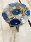Natural Agate Stone Round End Side Coffee Table Small Balcony Patio Furniture