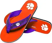 FOCO Womens NCAA College Team Logo Sequin Strap Sandals Flip Flops