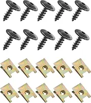 bylikeho Bumper Clips,Car Accessories U Clips,Automotive Clips U Nut Clips,10 Sets Fender Liner Splash Shield Bumper Cover Screws,Automotive U Nut and Screw Clip Replacement,Replace #N90974701