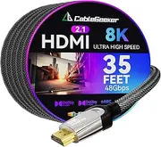 8K HDMI 2.1 Cable, 48Gbps Ultra HD Lead High-Speed Cord, Supports 8K@60HZ, 4K@120Hz, eARC HDR10, HDCP 2.2/2.3 Dolby, 3D, VRR, Compatible with Fire TV/Roku TV/PS5/Xbox/Nintendo Switch and More (35 ft)