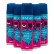 6 x Zengaz Pure Butane Gas 18ML Refill Cans for Jet Torch Lighters