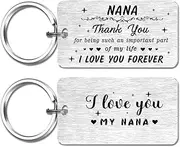 [FALOGI] I Love You Nana Engraved Keyring, Personalised Grandma Gift from Granddaughter Grandson, Best Nana Present for Birthday Christmas