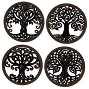 4 Pcs Tree of Life Wall Art Decor Wooden Tree Art Wall Sculpture 11.8 Inch