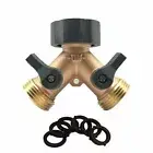 2 Way Brass Tap Adaptor Y Splitter Washing Machine Garden Hose Connector - FH