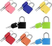 [SiGuLiKeJi] Pack of 8 Small Suitcase Lock with Key, Small Padlock with Key, Mini Luggage Locks, Luggage Lock with Keys, Colourful Safety Lock for Cabinets, Travel Suitcase Lock