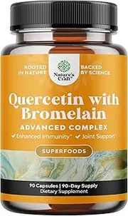 Immune Support Quercetin with Bromelain Supplement - Quercetin 500mg Antioxidant Supplement for Joint Support Lung Health Immunity Boost and Brain Focus - Pure Quercetin Bromelain Brain Supplement