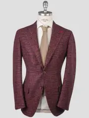 Isaia Burgundy Wool Silk Camel Blazer IDB21 Man