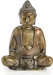 Good Directions BUDF 8" Meditating Buddha Cast Aluminum Decorative Statue Bird Bath, Brass