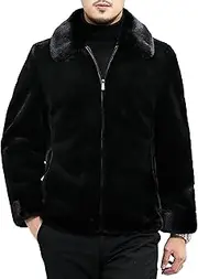 [Qolkmuiy-GJ] Men's Sherpa Jacket Fluffy Zipper Up Collar Fleece Open Front Cold Weather Winter Plush Coats