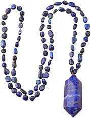 [HXSCOO] Natural Amethysts Quartz Chip Beads Mala Necklace Women Double Stick Purple Quartz Point Knotted Handmade Necklace