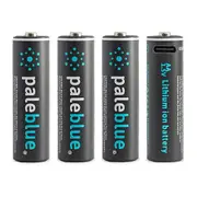 Paleblue Lithium Ion Rechargeable AAA Batteries - Black