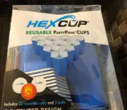 22 Hex Cups Beer Pong Game Party Pack Ping Hexagon Set with 3 Balls HexCup