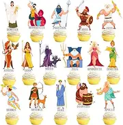 Greek Gods Cupcake Toppers 48PCS Greek Mythology Cake Decorations Greek Goddess Party Cupcake Picks Greek Theme Birthday Decorations for Ancient Greek Myths and legends Party Supplies