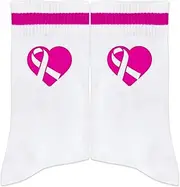 [FujLoy] Pink Ribbon Cancer Socks,Cancer Gift,Socks For Chemo Cancer,Awareness Cancer,Survivor Gift,Cancer Gifts,Chemotherapy Must Haves For Women. (025), Multicolor