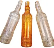 Vintage Glass Liquor Bottles (Decanters) 12" w/Sealed Cork 1-Orange 2-Clear
