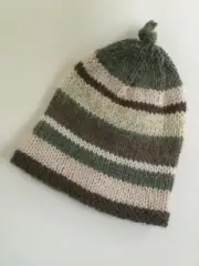 Baby beanie/ hat stripe wool blend yarns Handknitted Newborn New Unisex