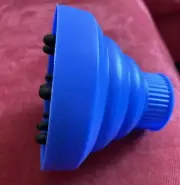 Collapsible Silicone Hair Dryer Diffuser AttachmentTravel and Easy Storage- Blue