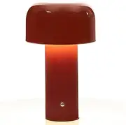 Glivpny Modern Mushroom Table Lamp for Portable Touch Dimming,Rechargeable LED Night Light with 3-Levels Brightness,Bedside Lamp for Indoor Outdoor Restaurant Bar Coffee Shop (Wine Red), HJ-JS001
