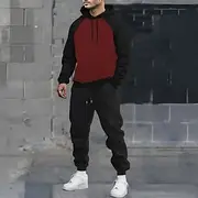 Men's Color Block 2pcs 3D Sweatshirt Sets Tracksuit Hoodie Sweatshirt Long Sleeve Long pants Hooded Casual Daily Athleisure 3D Print Color Block Spring Fall Wi