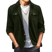 Men's Shirt Jacket Transition Jacket Daily Lightweight Pocket Summer Spring Plain Casual Lapel Regular Army Green Jacket