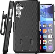 Encased DuraClip Designed for Samsung Galaxy S24 Belt Clip Case with Phone Holster and Kickstand (Black)