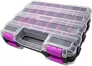Dualoai Fishing Box for Small Components with Adjustable Sections And Clear Cover, Purple