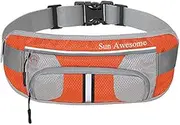 Sun Awesome Fanny Pack Waist Bag Running Belt with Water Bottle Holder for Men Women Running Hiking Travelling Riding Camping (orange1)
