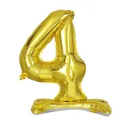 GOLD 27" tall Number 4 Mylar Foil Standing Balloon Party Backdrop Decorations