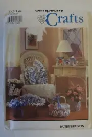 Simplicity 7312 Bow Pillow Picture Frames Tissue Box Cover Sewing Pattern