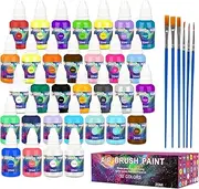Airbrush Paint - 30 Colors with 2 Thinner + 6 Air Brushes, Ready to Spray Airbrush Paint Set, Water-Based Acrylic Air brush Paints for Metal, Plastic Models, Canvas, Wood