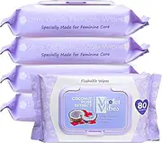 Toilet-Friendly Coconut Rose Wet Wipes for Women | Butt & Vaginal Freshness | Soft, Clean, Refreshing Hygiene | Dermatologist Approved Flushable Feminine Wipe for Sensitive Skin 400 ct