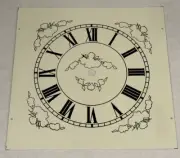 Roman Numeral Square Clock Part Dial Face Floral B&W Black White Metal 8.25" NOS