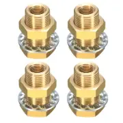 4Pcs Brass Bulkhead Fitting NPT 1/4" Water Tank Connector with Washers