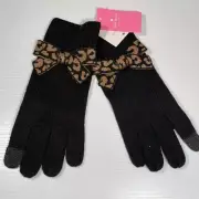 BNWTS Kate Spade GRAPHIC Leopard Print BOW Gloves + GIFT RECEIPT
